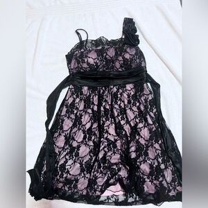Speechless Black and Pink Pleated Babydoll Dress
